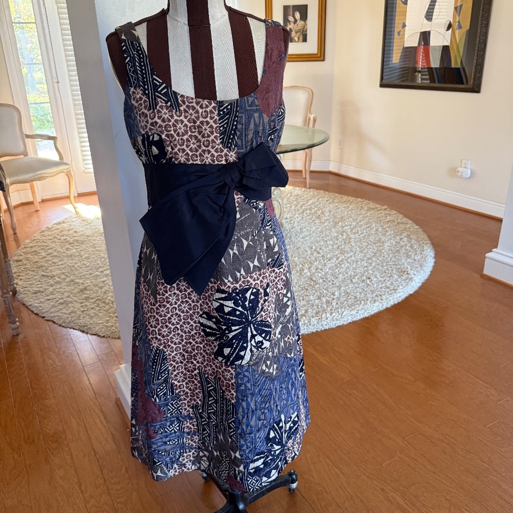 Kay Unger Women's Size 6 Patchwork Floral Sleeveless Sheath Dress Midi Cocktail